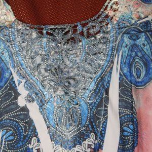 Simply Irresistible Ladies Tunic Shirt   Size Small  Blue/Peach